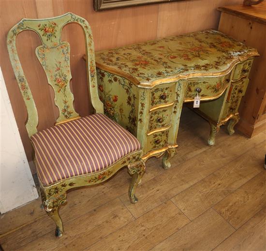 An Italian painted dressing table and chair W.115cm